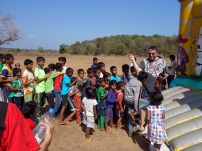 Bouncy castle with Rob James from Goa Outreach in Mapusa, Goa