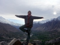 Showing off my yoga skills from India in Hunza, Pakistan