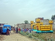 Bouncy castle in the brick kiln school near Lahore, Pakistan